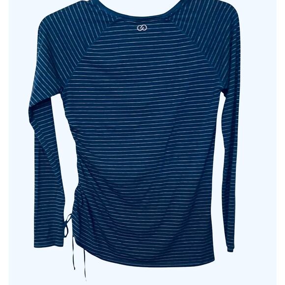 CALIA LONG SLV PULL-OVER RND NECKLINE TOP, WOMEN, L, NAVY BLUE & GREY PINSTRIPES - Picture 4 of 10